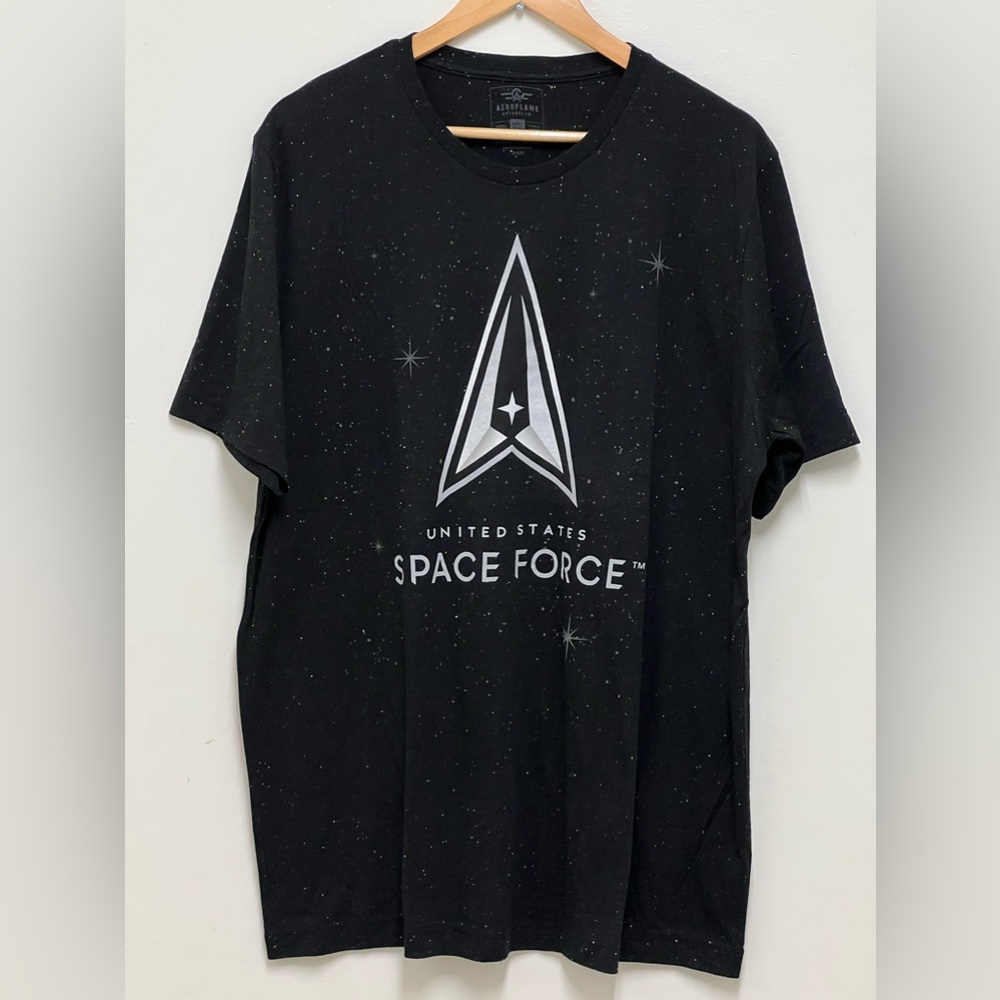 Aeroplane Apparel Co Men's Black Cotton T-Shirt 'United States Space Force' XL